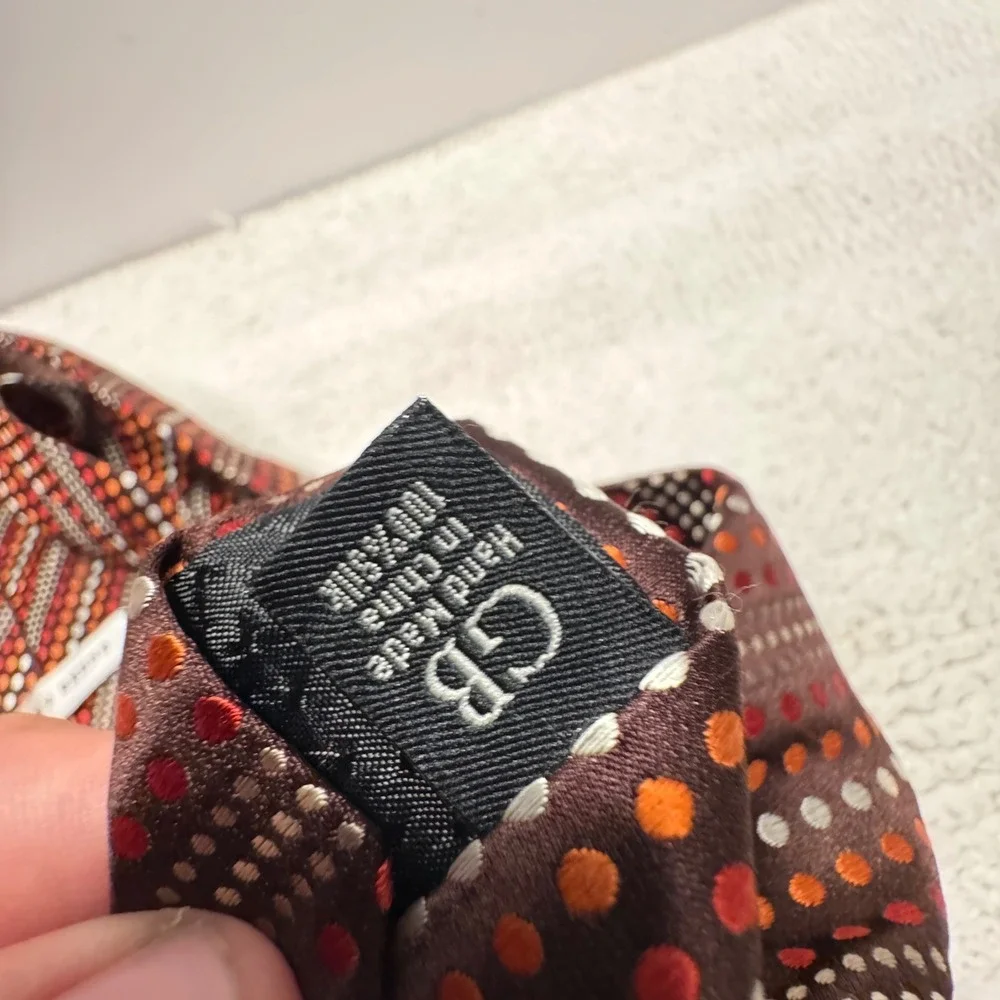 Geoffrey Beene Tie Red Orange Polka Dot Silk Business Formal Necktie Necktie